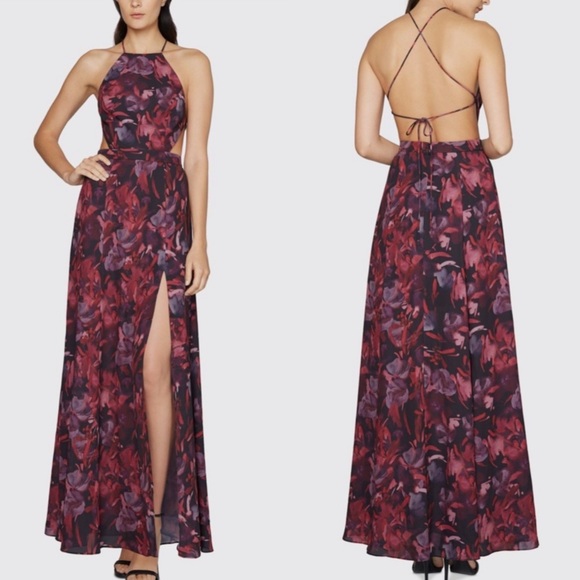 Fame and Partners Dresses & Skirts - Fame and Partners Abstract Print Open Back Gown w/ Slit Wedding Guest | Size 0